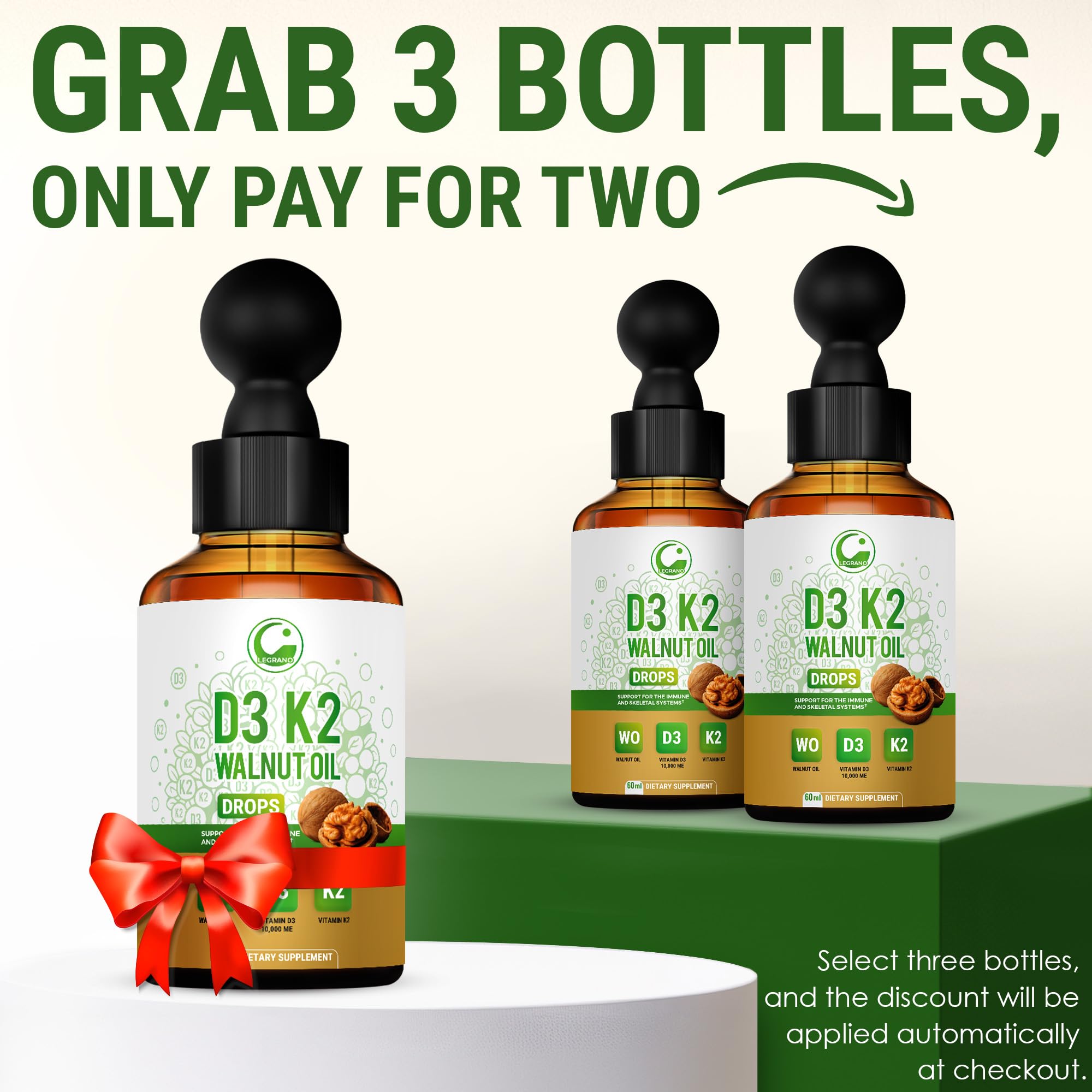 LEGRANO Gotas D3 K2, frasco de 60 ml para constancia