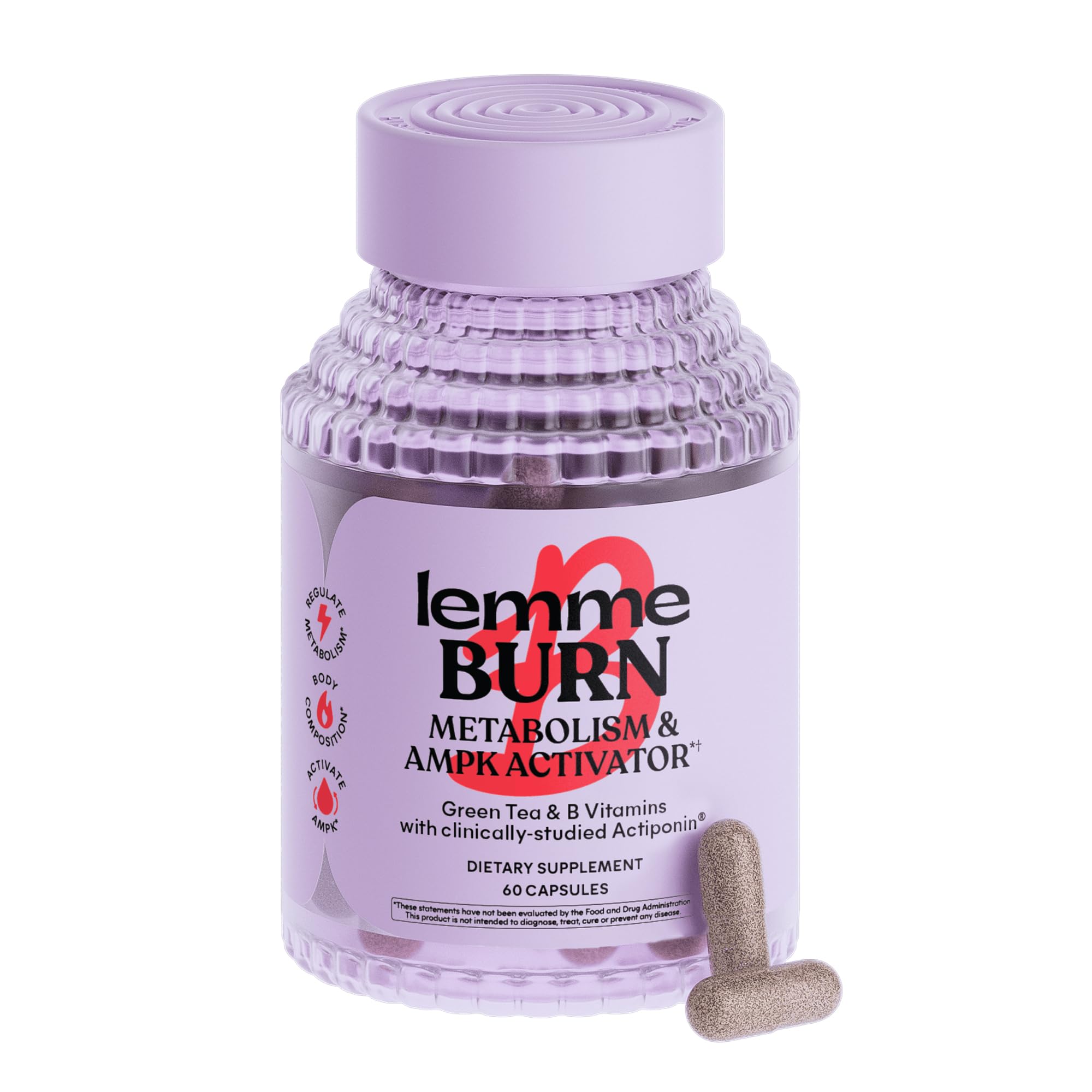Lemme Burn: botella frente, posible apoyo al metabolismo saludable.