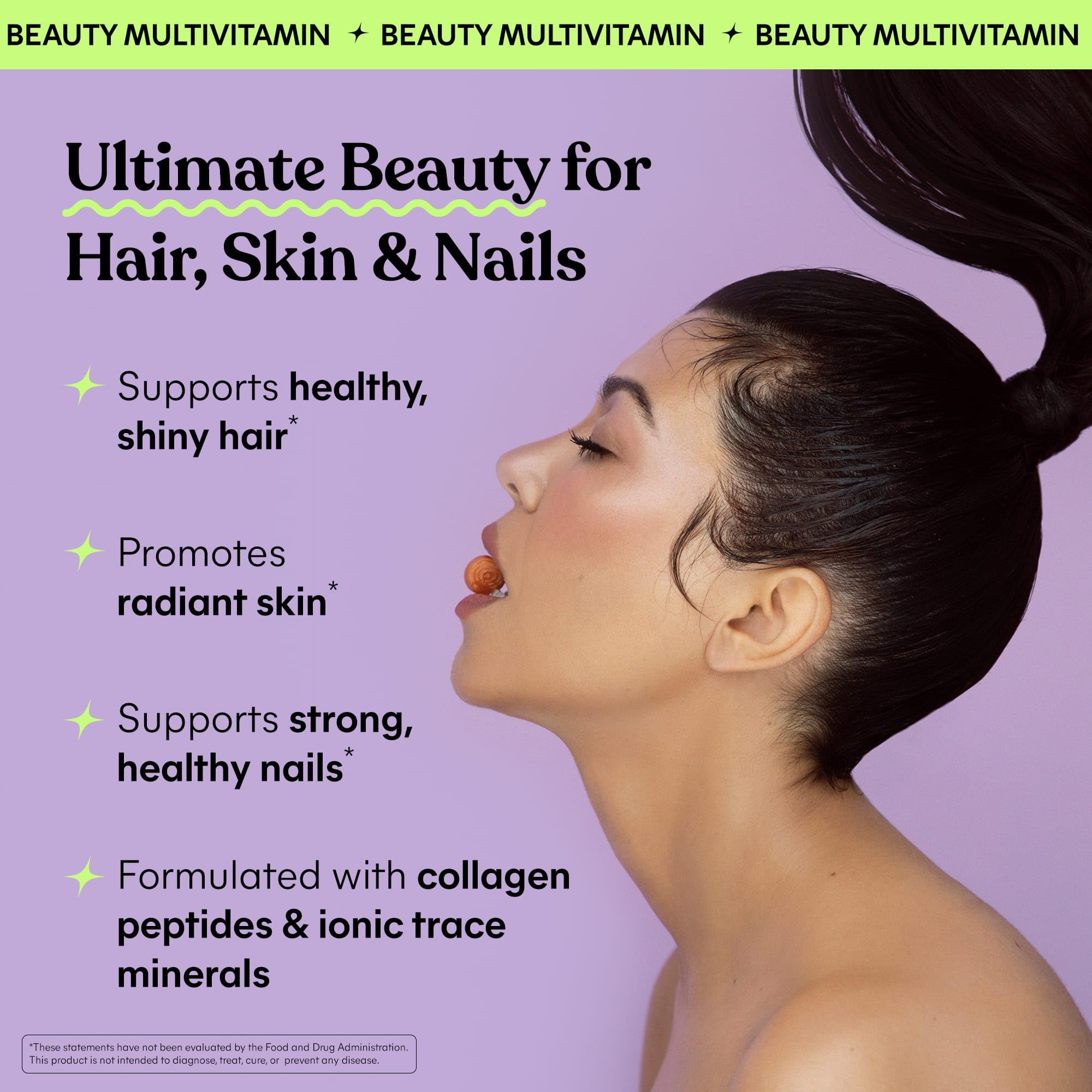 Lemme Glow gomitas sabor durazno, enfoque en uñas fuertes y cabello radiante.