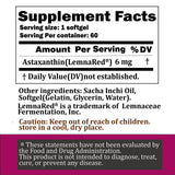 LemnaRed etiqueta de astaxantina 6 mg sobre la botella.