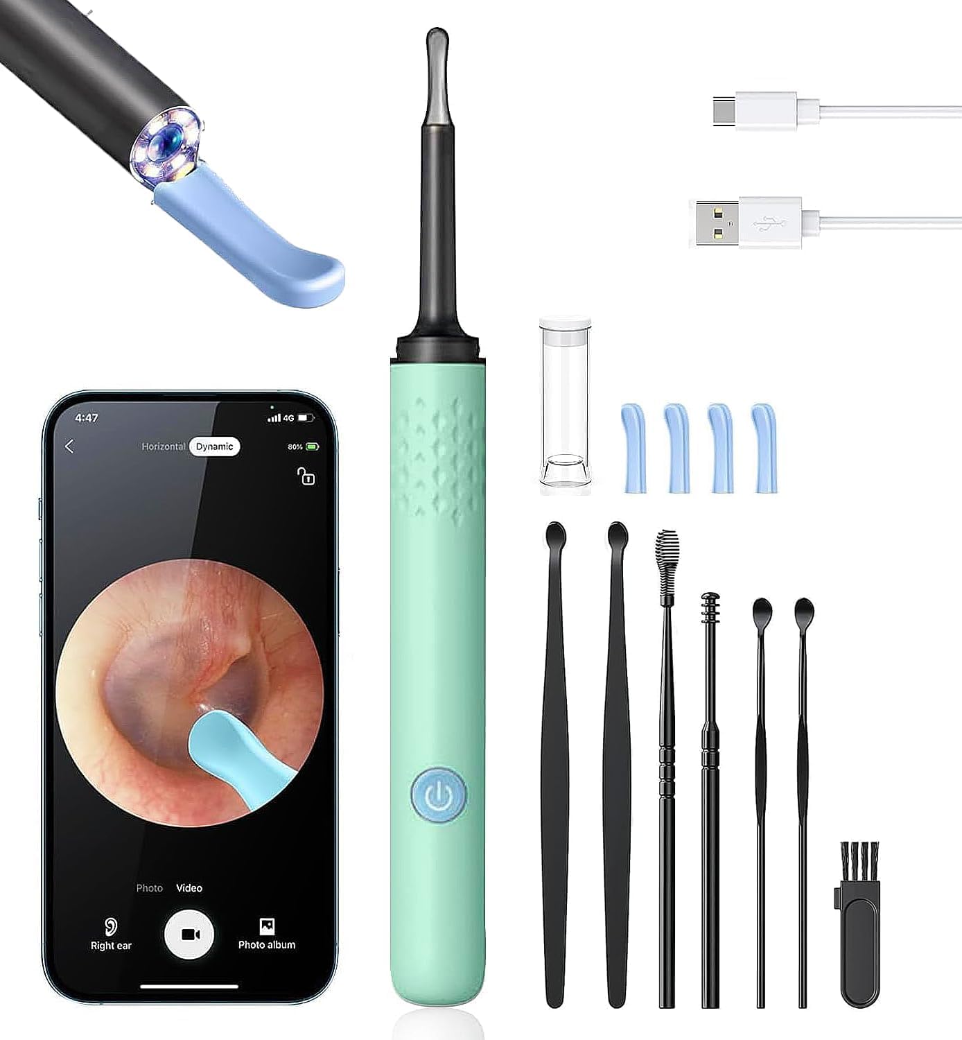 LENGIN camara otoscopio oreja 1080p para inspección precisa del canal auditivo
