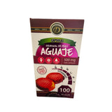 Etiqueta de Aguaje del Peru con vitaminas para cuidado general