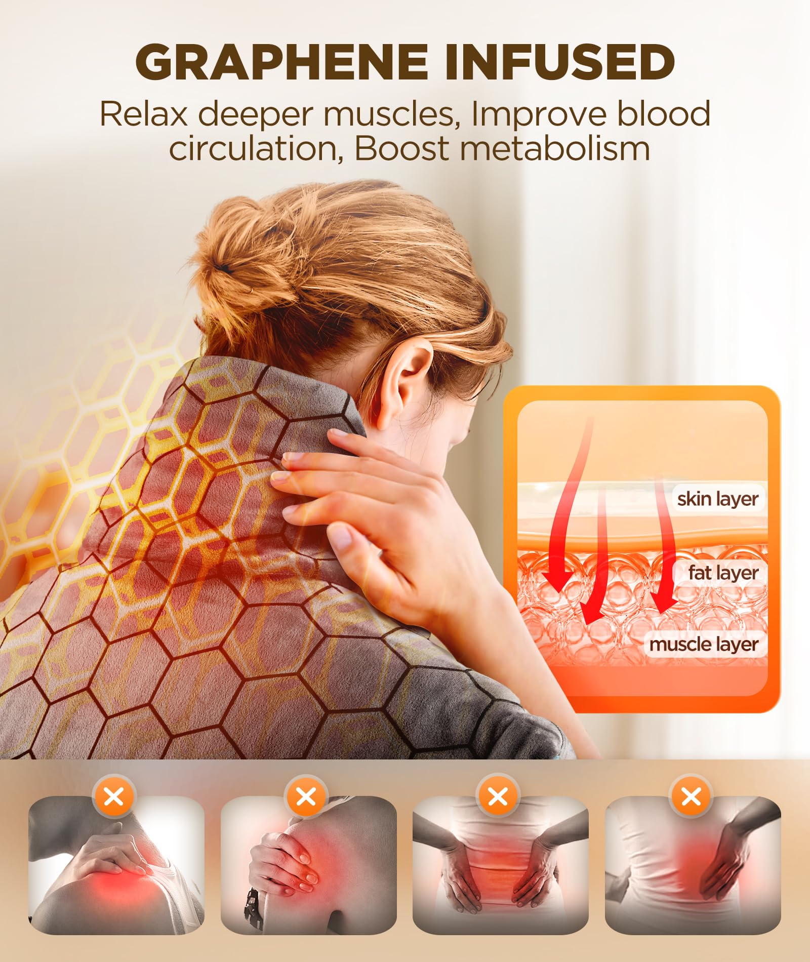 Diseño ergonómico Lenmen que se adapta a contornos del cuello y hombros.
