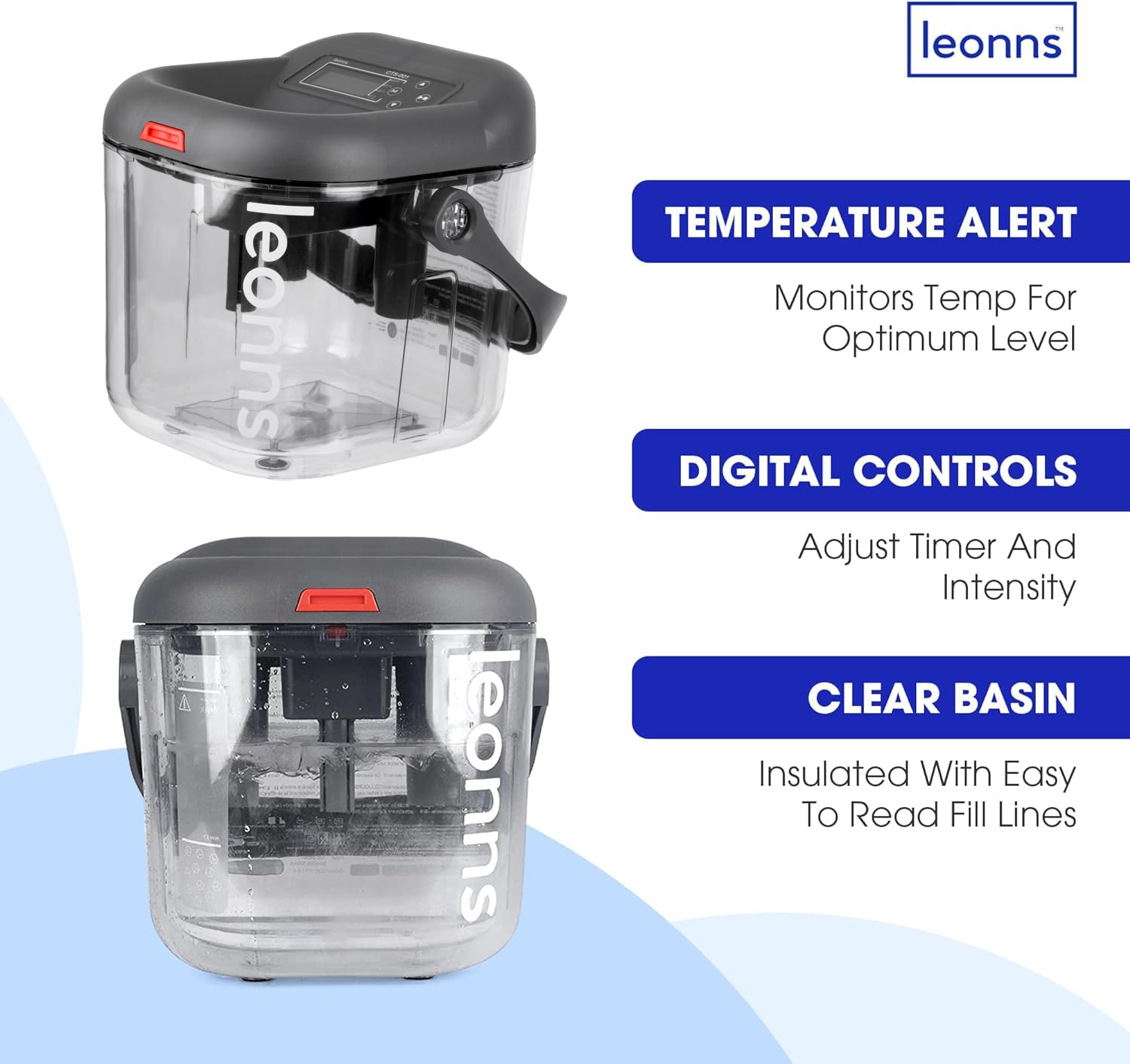 LEONNS panel controles digitales, permite ajustar la intensidad para diferentes necesidades.