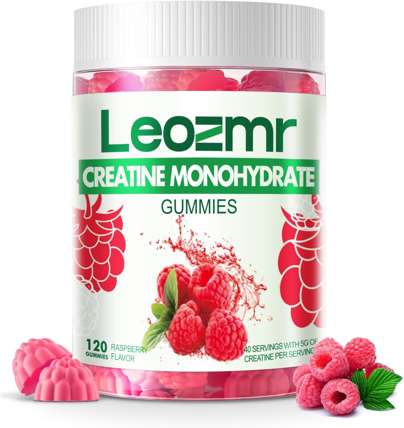 Leozmr Creatina Monohidrato Gominolas Frambuesa para rendimiento y energía en entrenamientos