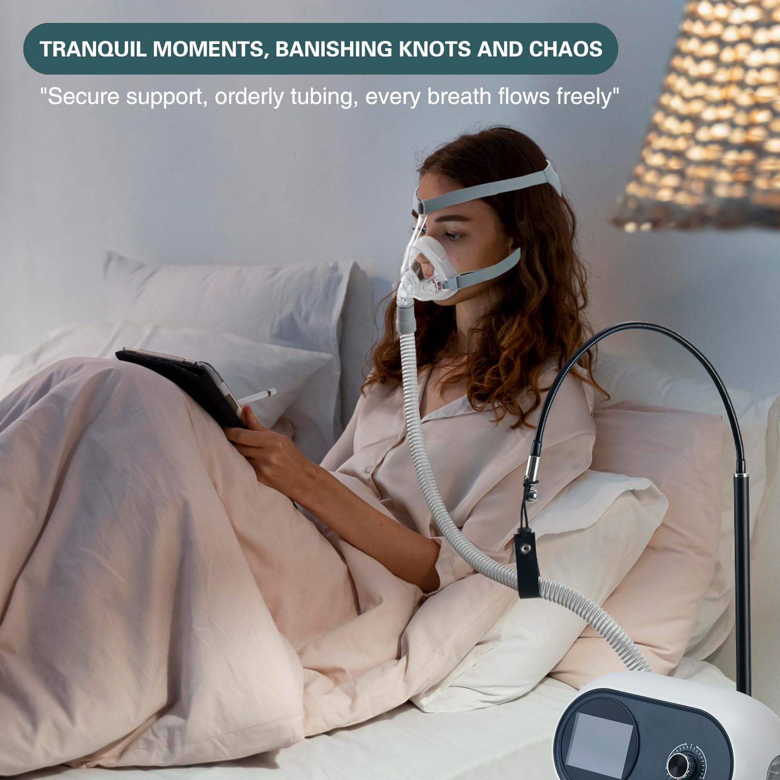 Accesorios Lerboai CPAP: recubrimientos y cinta de gancho y bucle para asegurar la manguera.