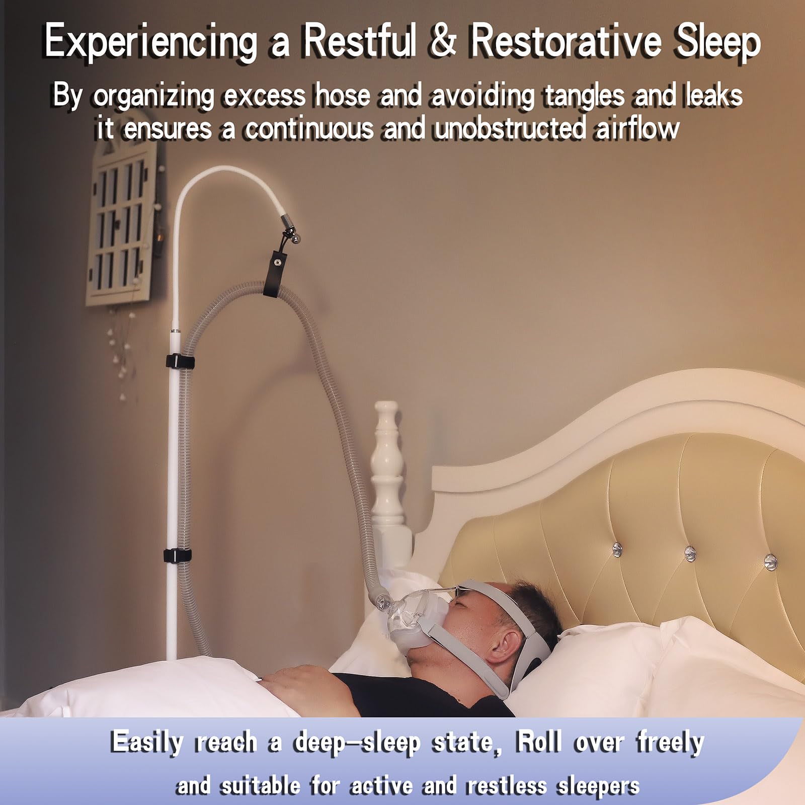 Lerboai soporte CPAP altura ajustable para dormir más cómodo.