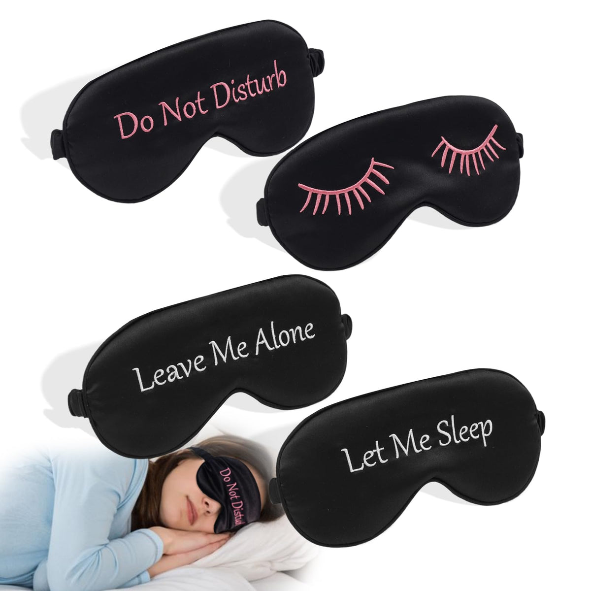 Mascarilla para ojos LERSVICVIL 4-paquete satinada para dormir