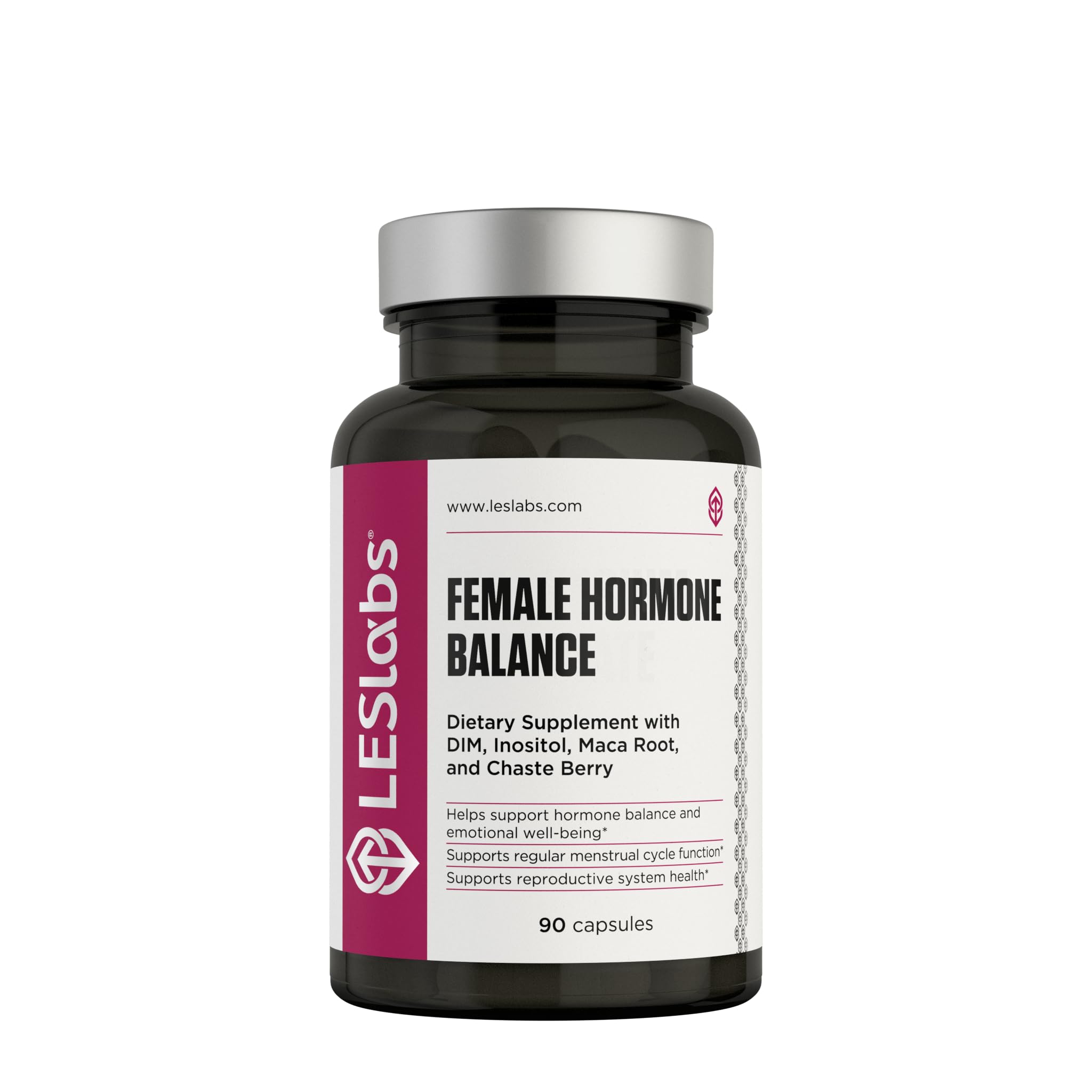 LES Labs Balance Hormonal: botella vertiendo, apoyo diario para equilibrio hormonal.