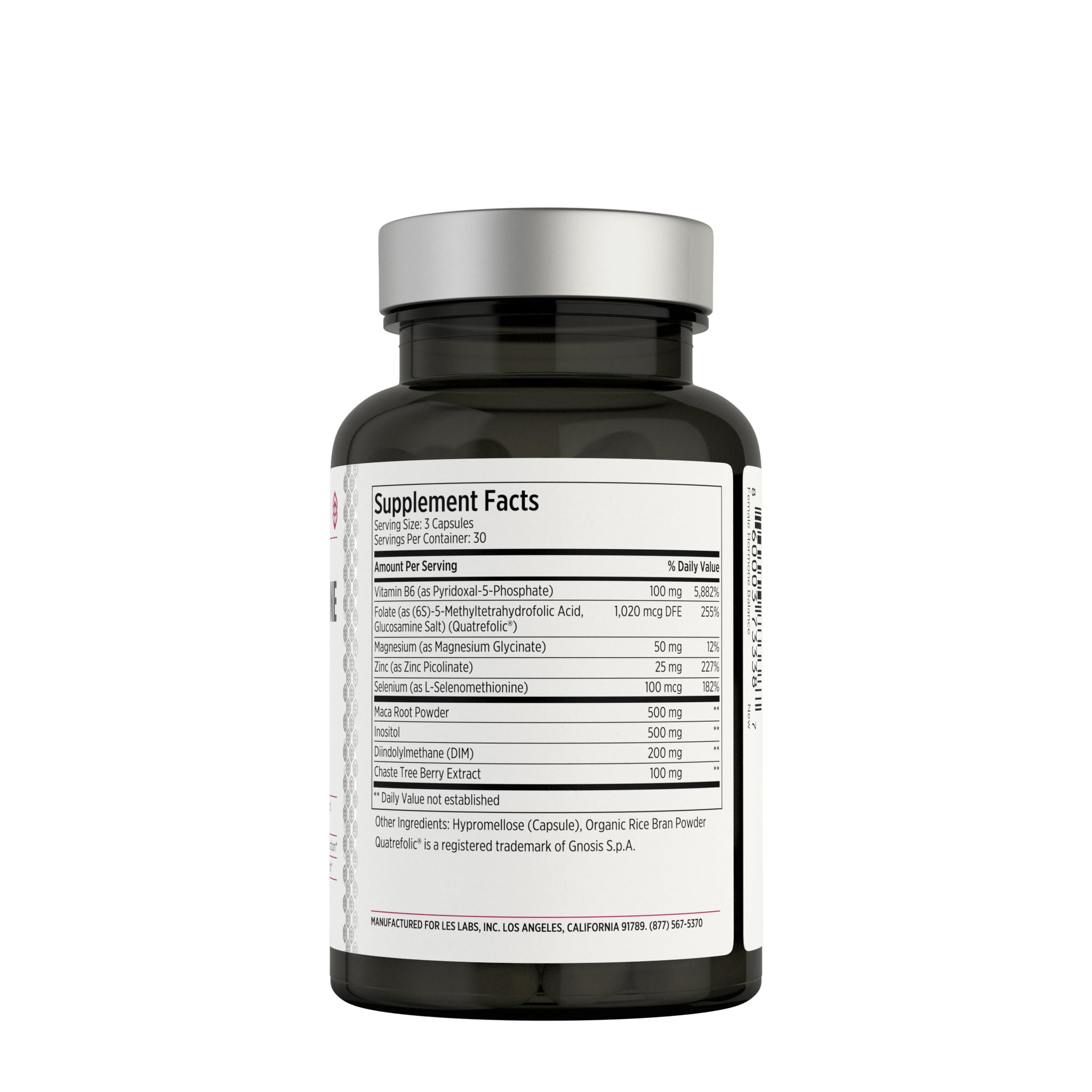 LES Labs Balance Hormonal: cápsulas en primer plano para bienestar hormonal diario.