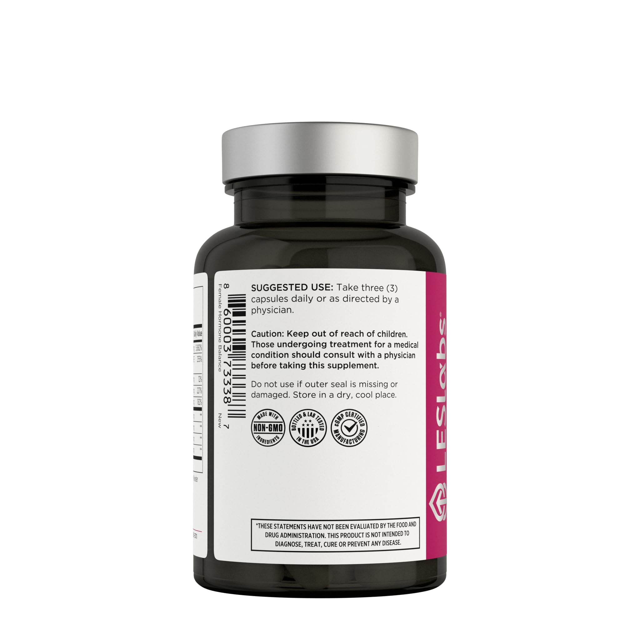 LES Labs Balance Hormonal: etiqueta legible describe ingredientes clave para balance hormonal.