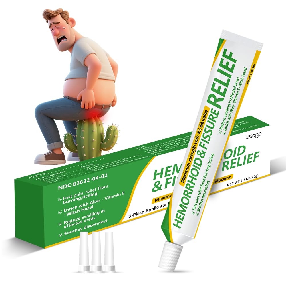 Lesdgo ungüento hemorroidal con envase y aplicador para alivio localizado.