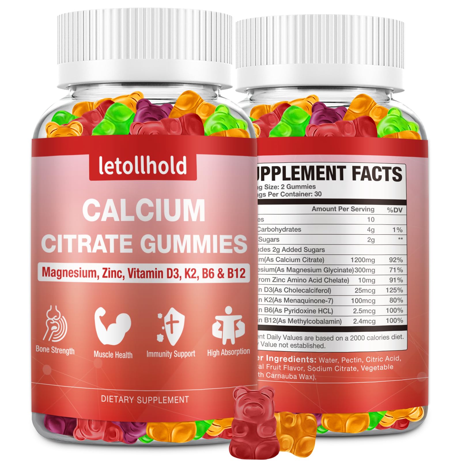 Letollhold Calcium Citrate Gummies en pack de dos: ahorro y conveniencia diaria.