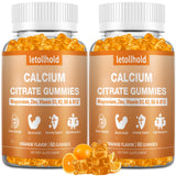 Letollhold citrato de calcio gomitas 1200 mg, sabor naranja, apoyo diario para huesos.