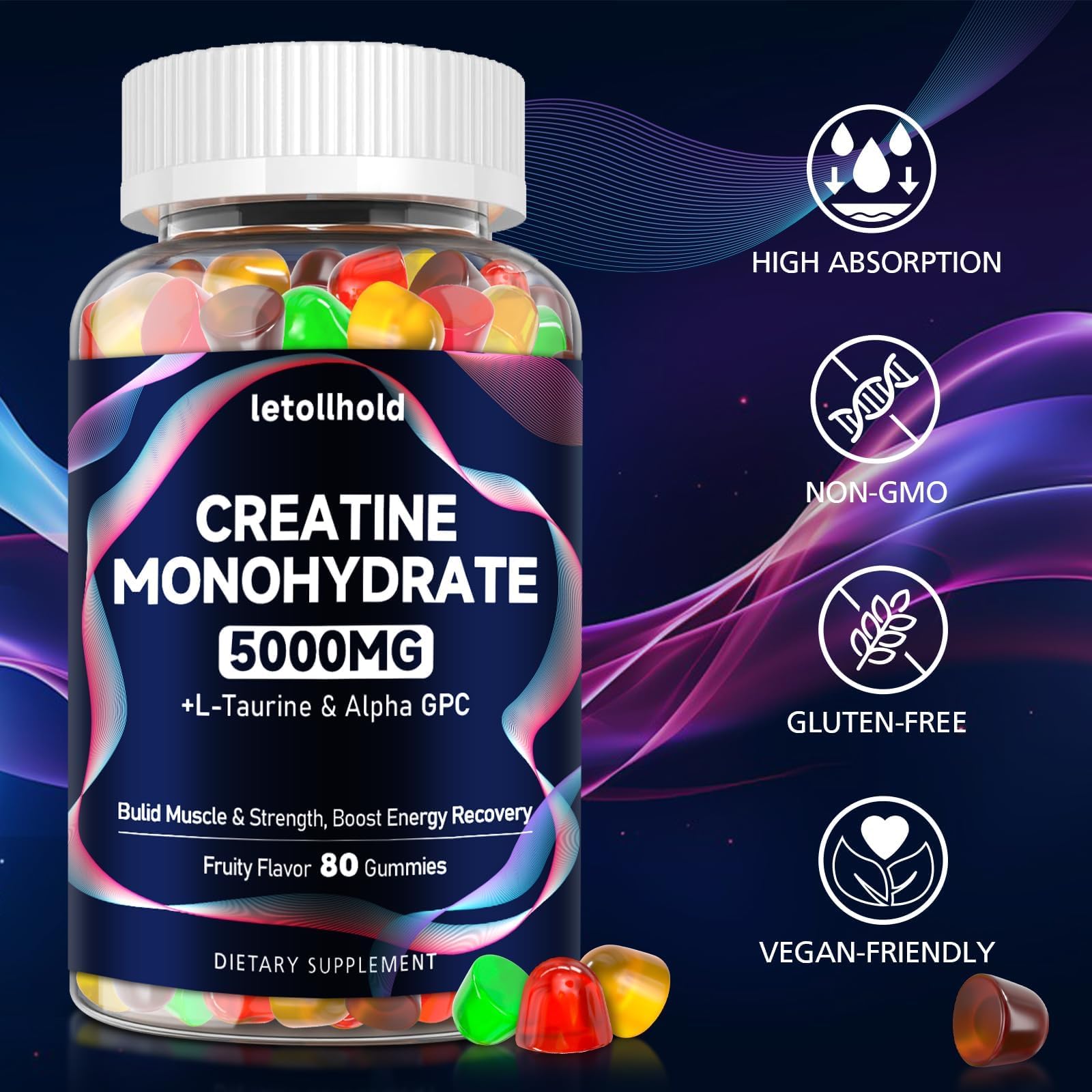 Textura masticable suave de las gomitas para consumo rápido antes del entrenamiento.