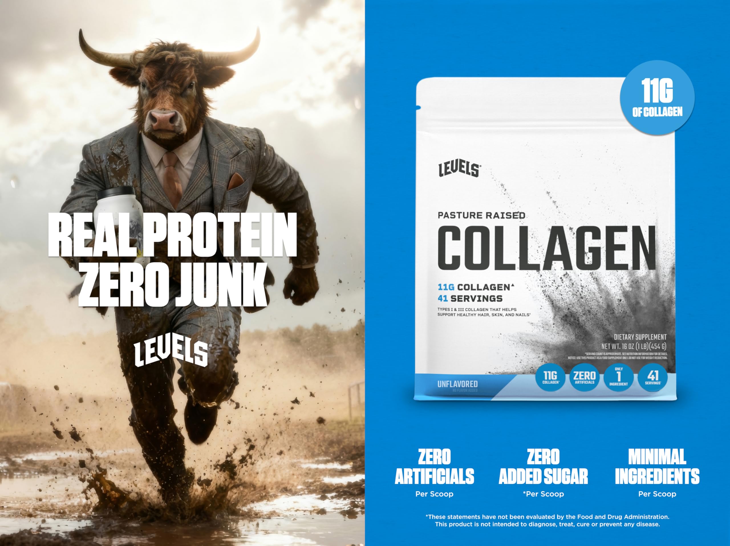 Cuchara de dosificación Levels Collagen Peptides para añadir 11 g de colágeno