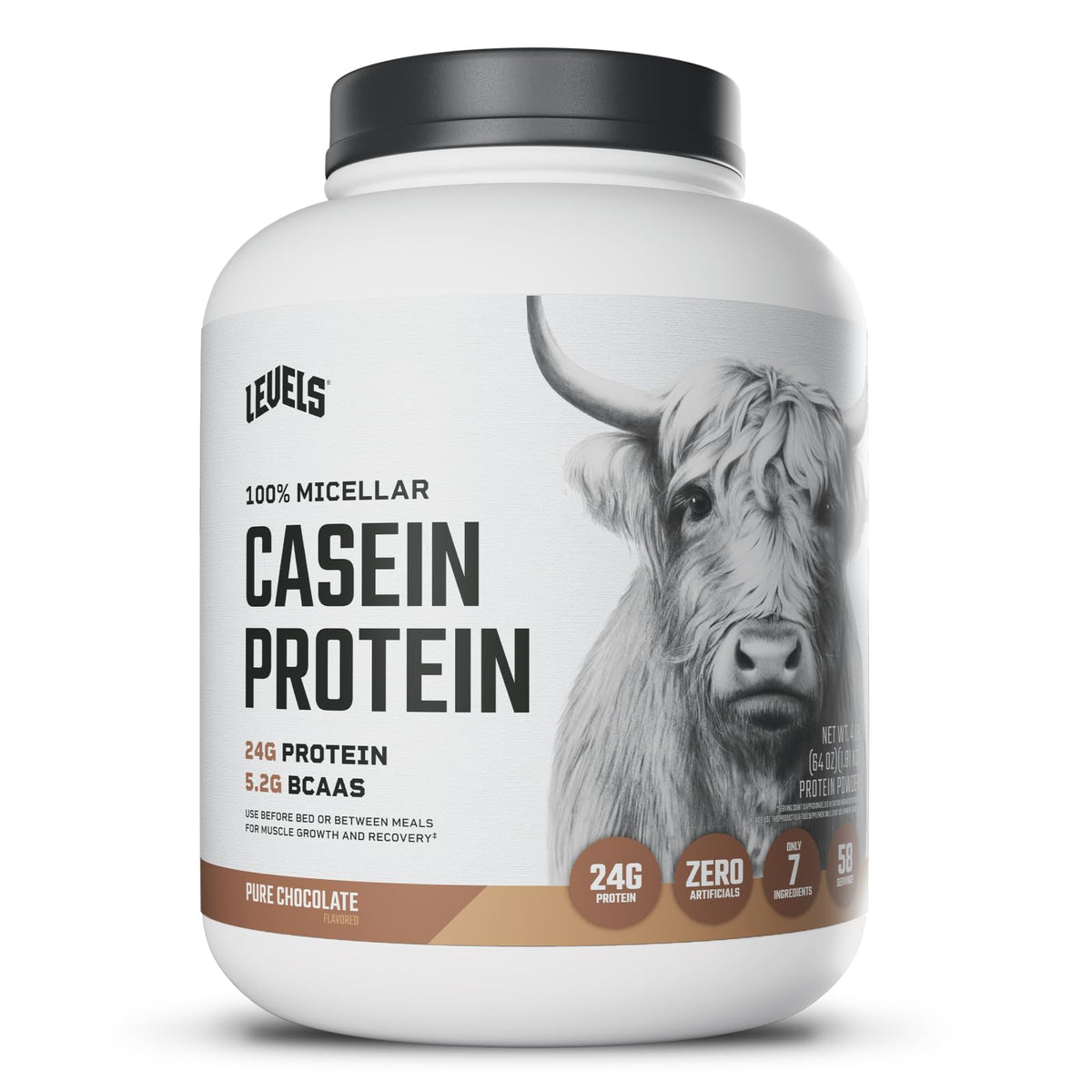 Levels Nutrition Casein micelar chocolate en botella, proteína de alta calidad para uso diario.