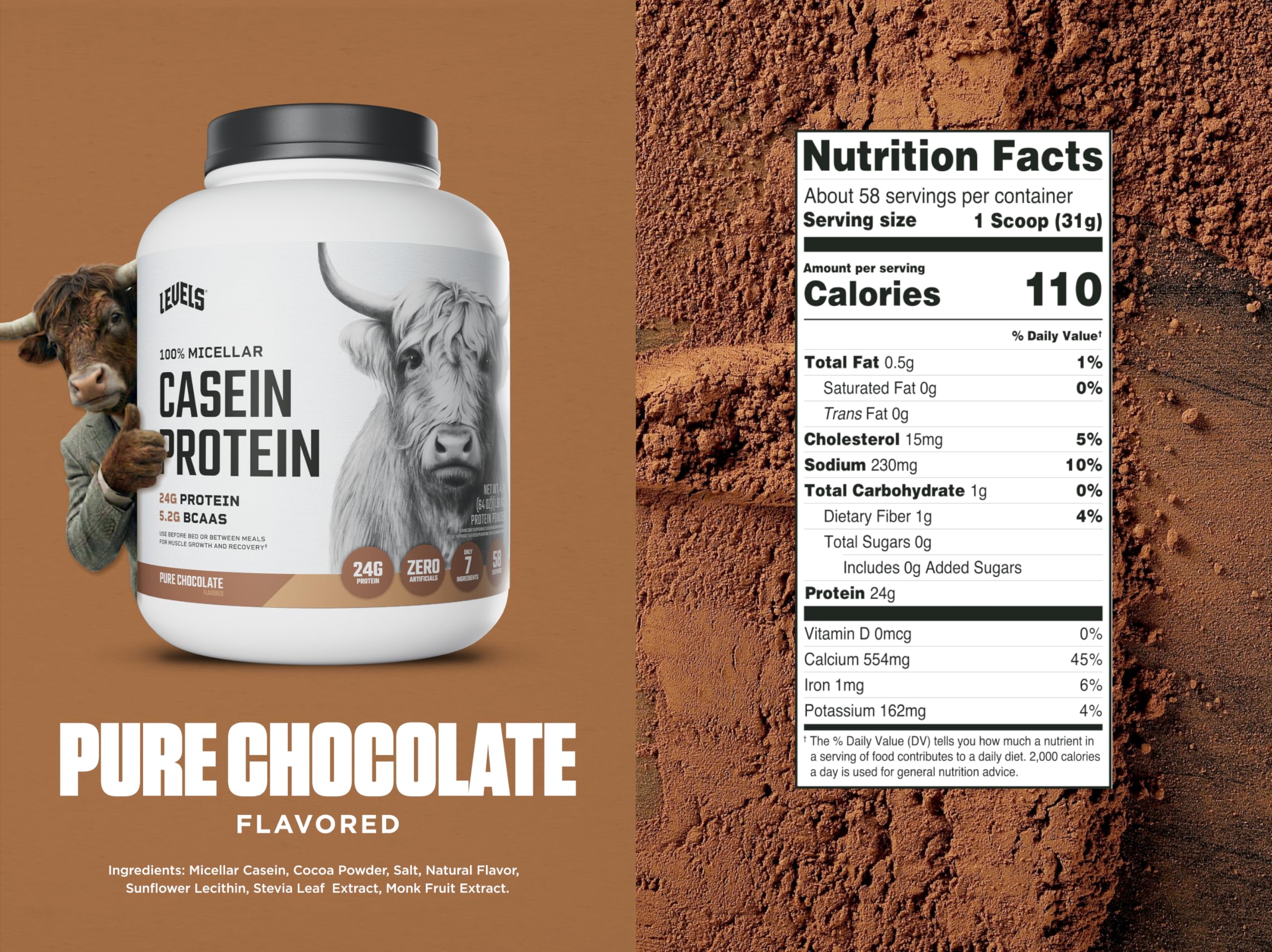 Levels Nutrition Casein micelar chocolate en vaso, batido suave para despues del entrenamiento.