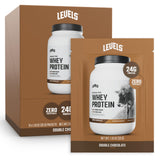 Levels proteina de suero grass-fed envase con sabor doble cacao, ideal para entrenamientos diarios