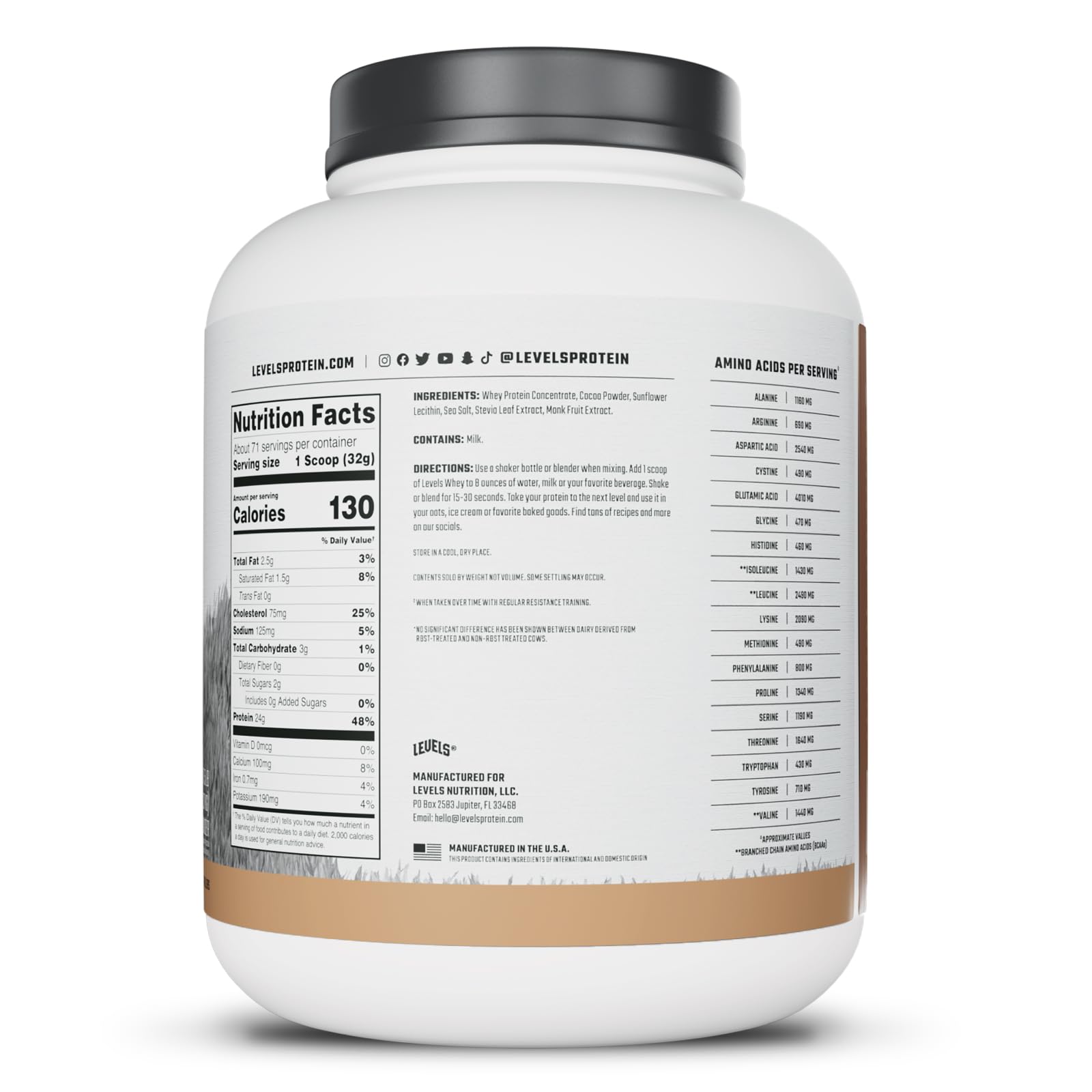 Ingredients label close-up shows non-GMO, gluten-free formulation.