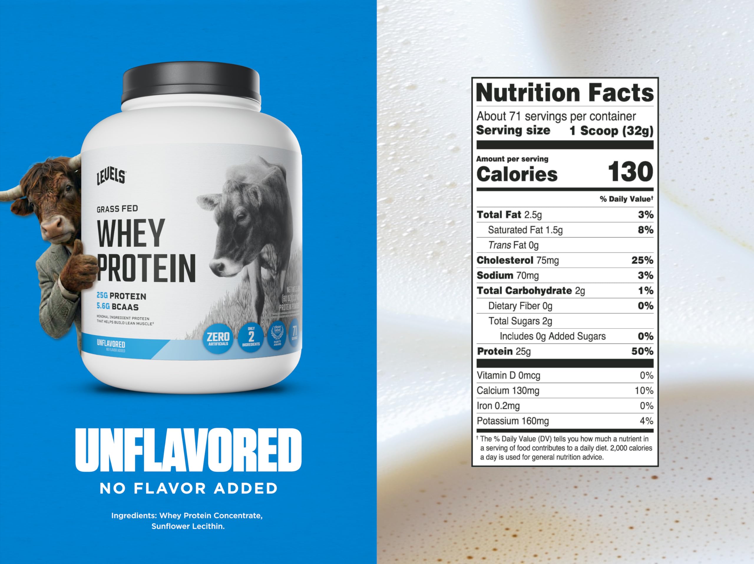 Levels Whey Protéina porción de 25 g para recuperación