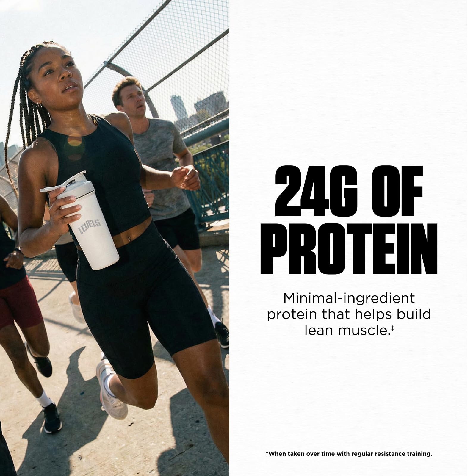 Levels Whey Protein Shaker in action for quick shakes.