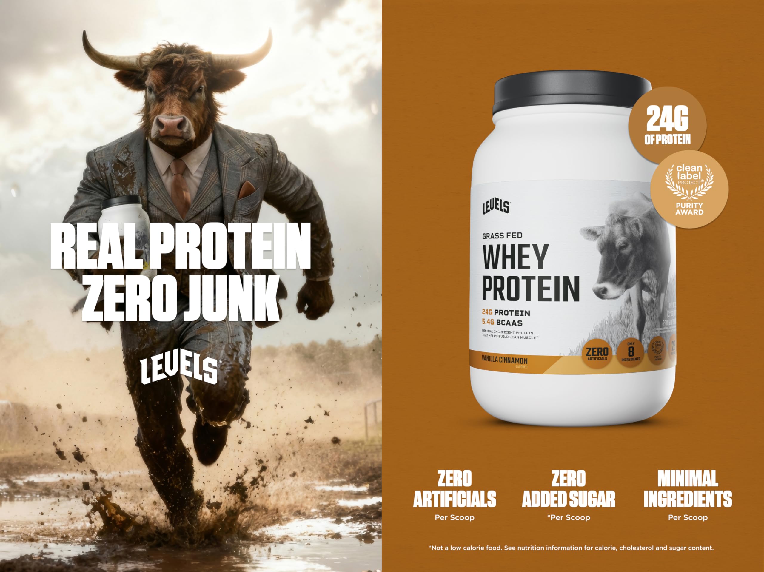 Cucharada de Levels Whey, vainilla canela, mezcla rápida tras entrenar