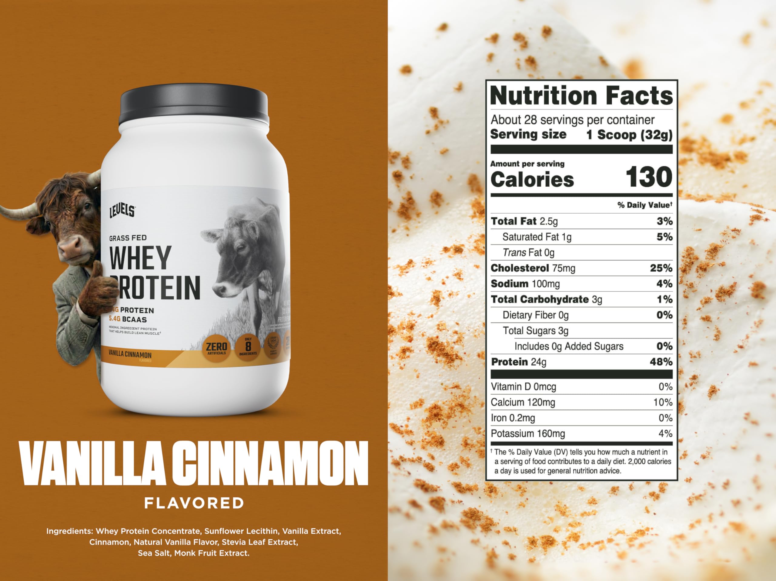 Shaker Levels Whey, vainilla canela, mezcla suave y fácil