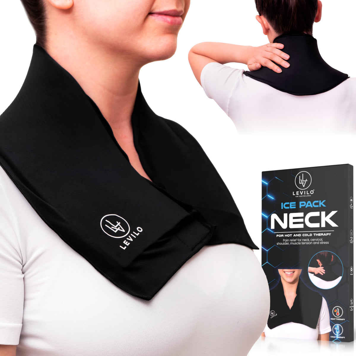 LEVILO cuello-hielo-flexible: alivio refrescante para cuello y hombros durante el uso diario.