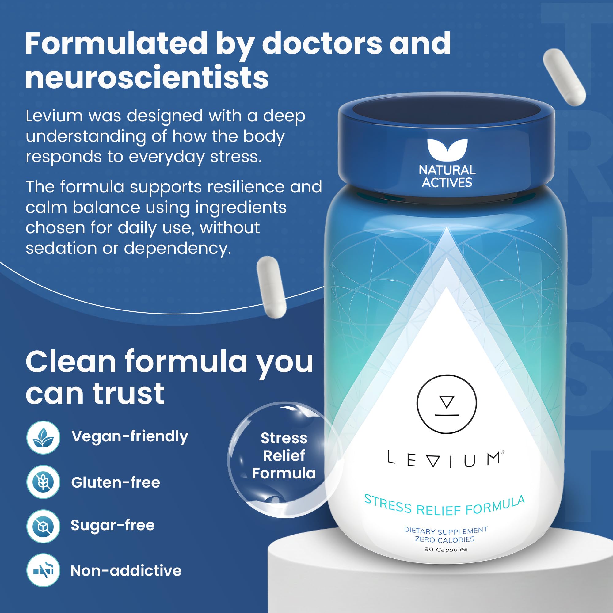 Levium: etiqueta de ingredientes resalta Ashwagandha y Magnesio para equilibrio diario