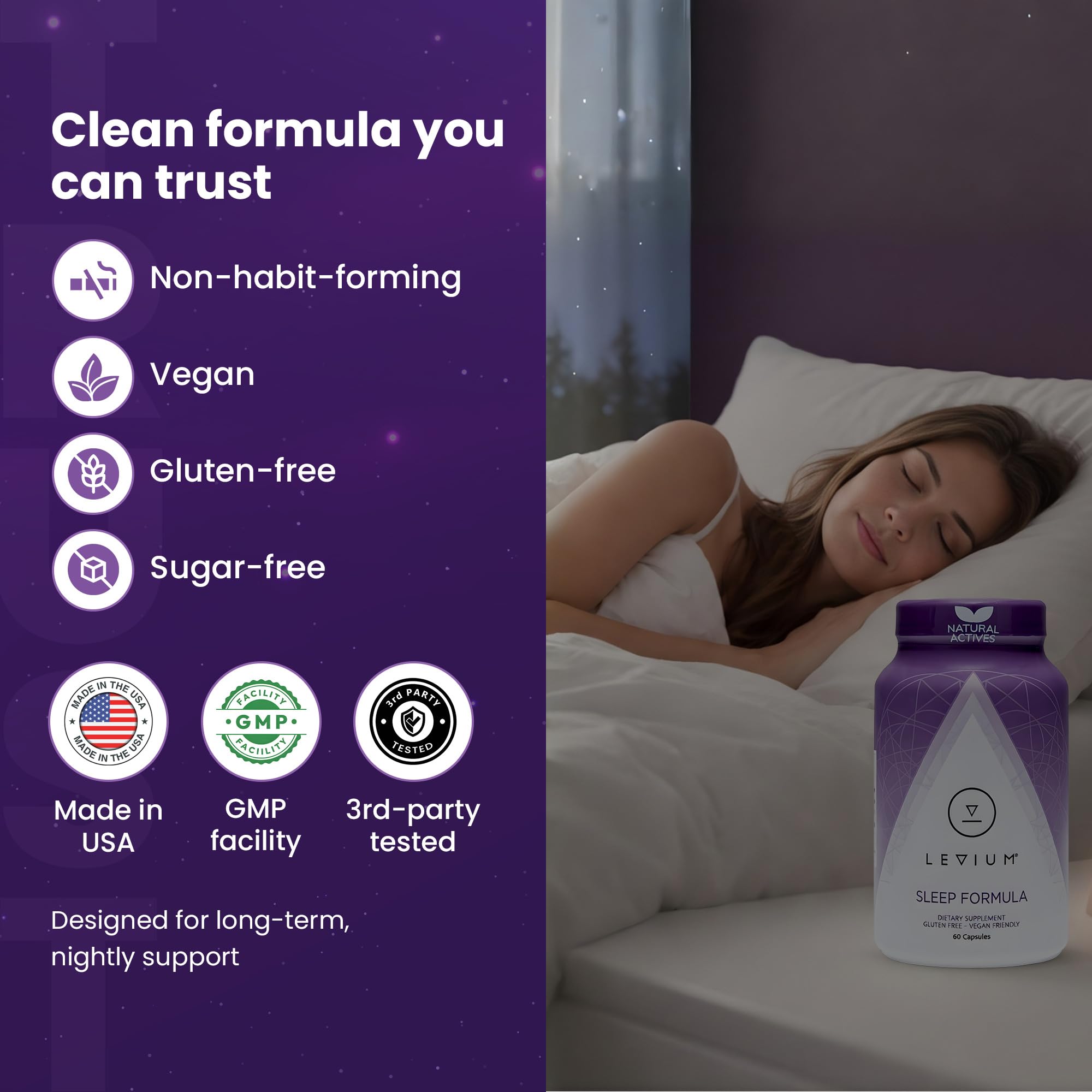 Levium Sleep Formula GABA y L-teanina para calma mental