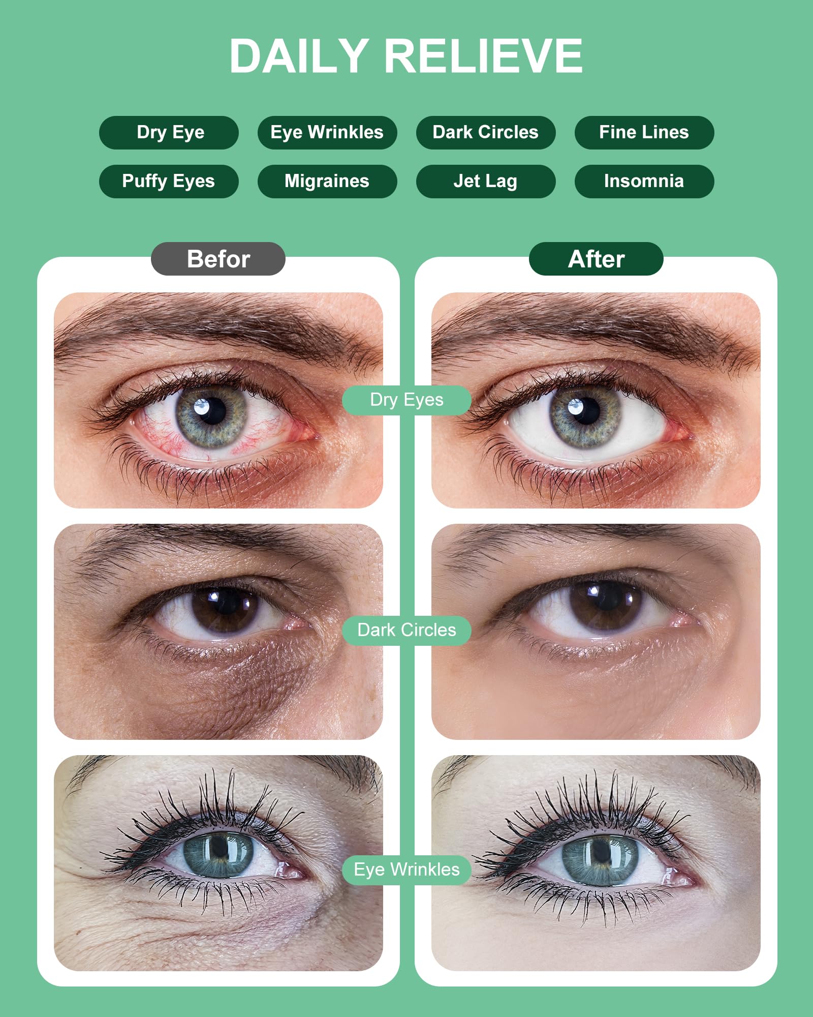 LEXNHOM cuidado fácil sin microondas, calor inmediato para ojos cansados