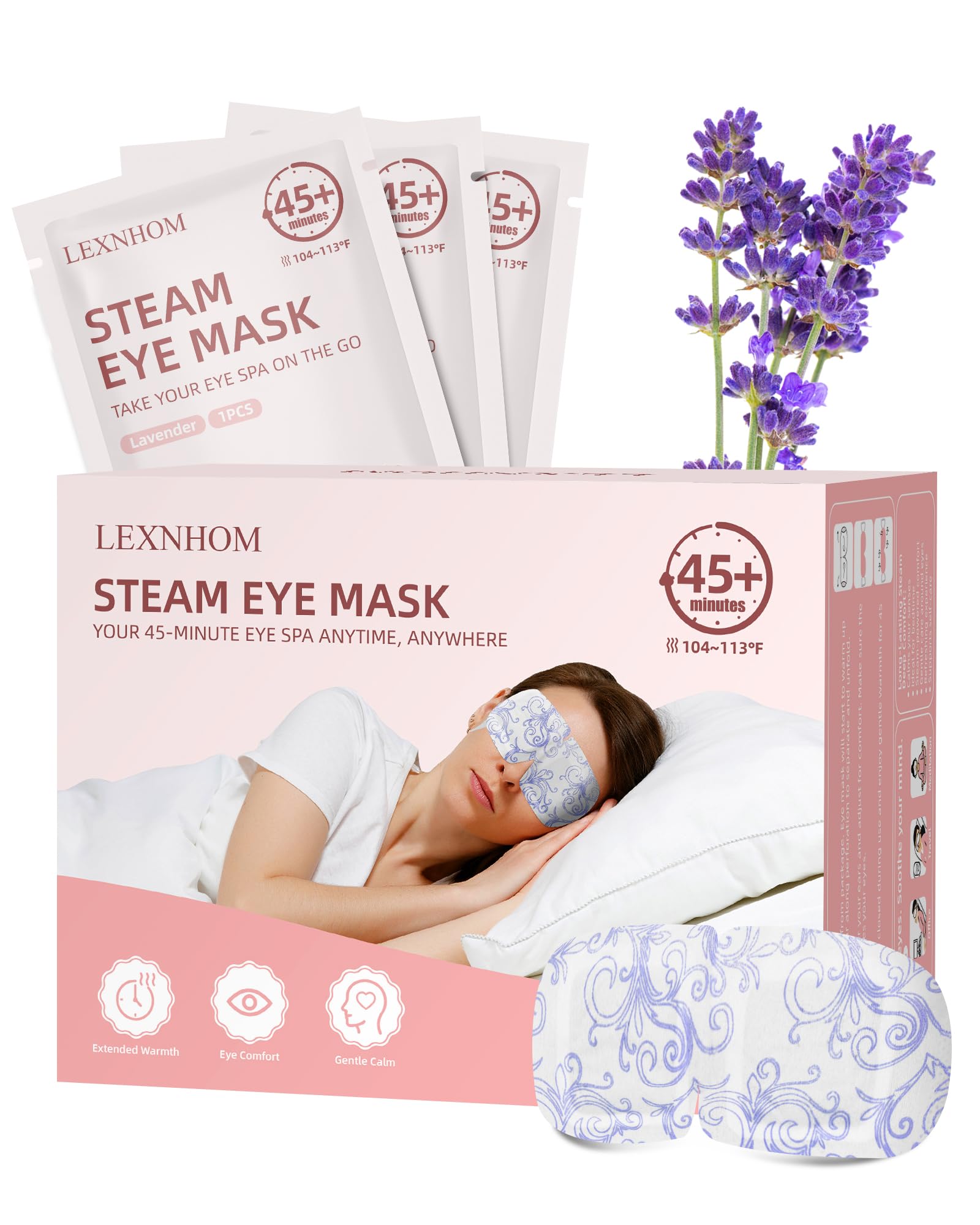 LEXNHOM mascarilla de ojos a vapor con calor para relajación y descanso