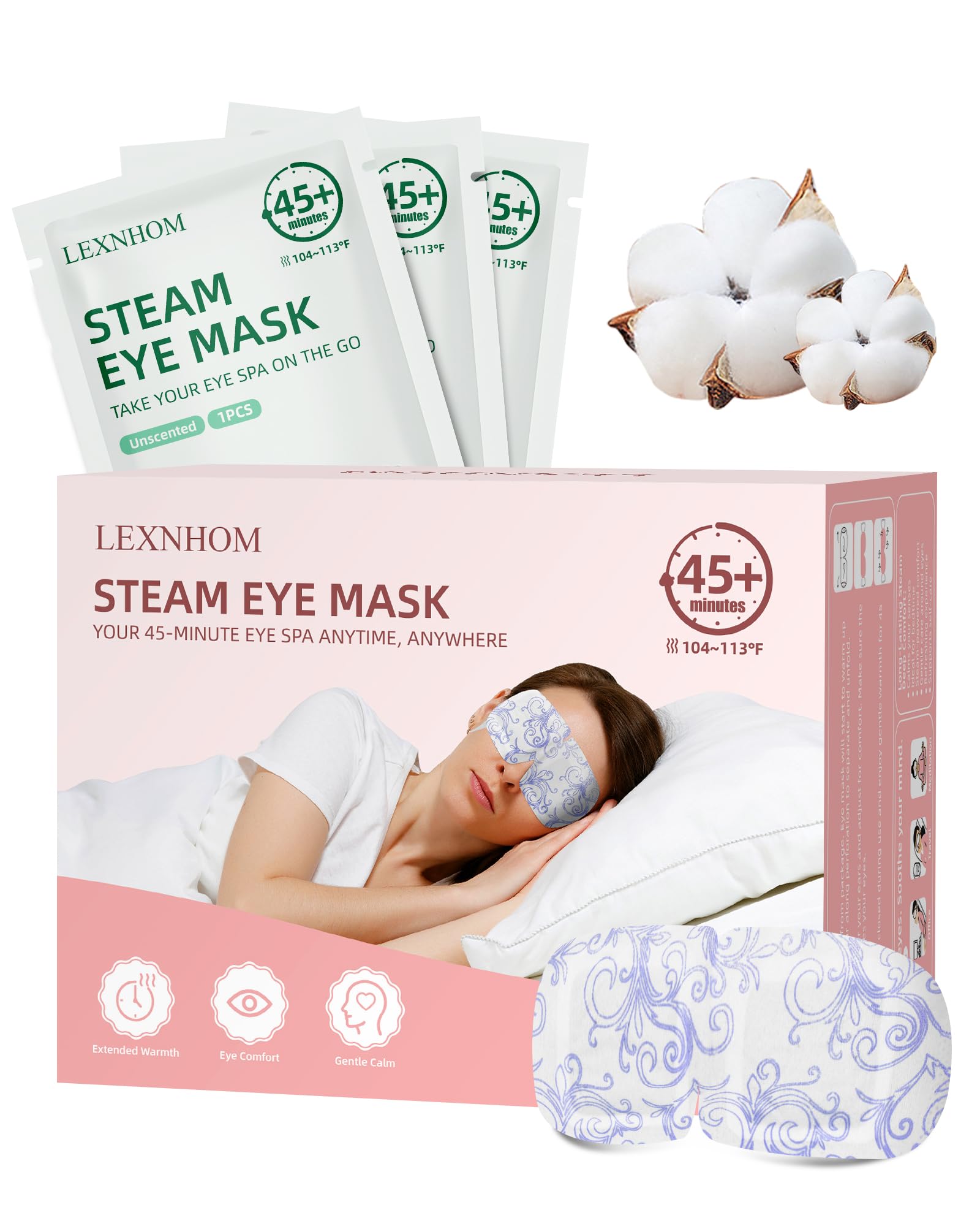 LEXNHOM mascarilla ocular térmica 45min para descanso de ojos
