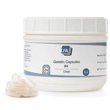 Cápsulas vacías LFA de gelatina bovina tamaño 4 claras, 500 unidades para suplementos.