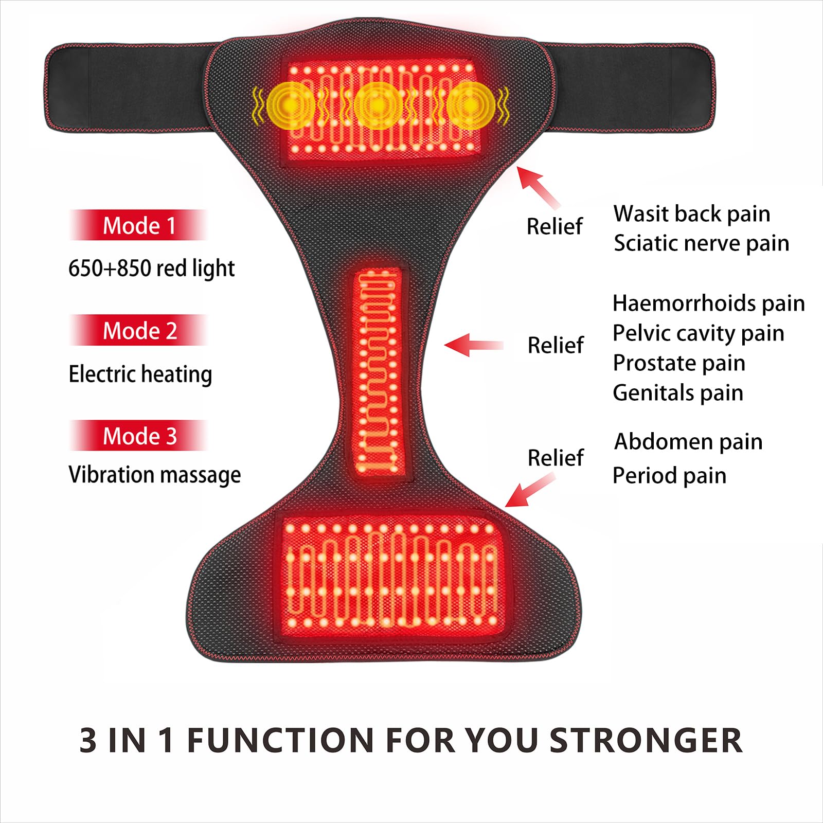Cinturón LHDCTK con luz roja trasera para relajación muscular en la espalda.