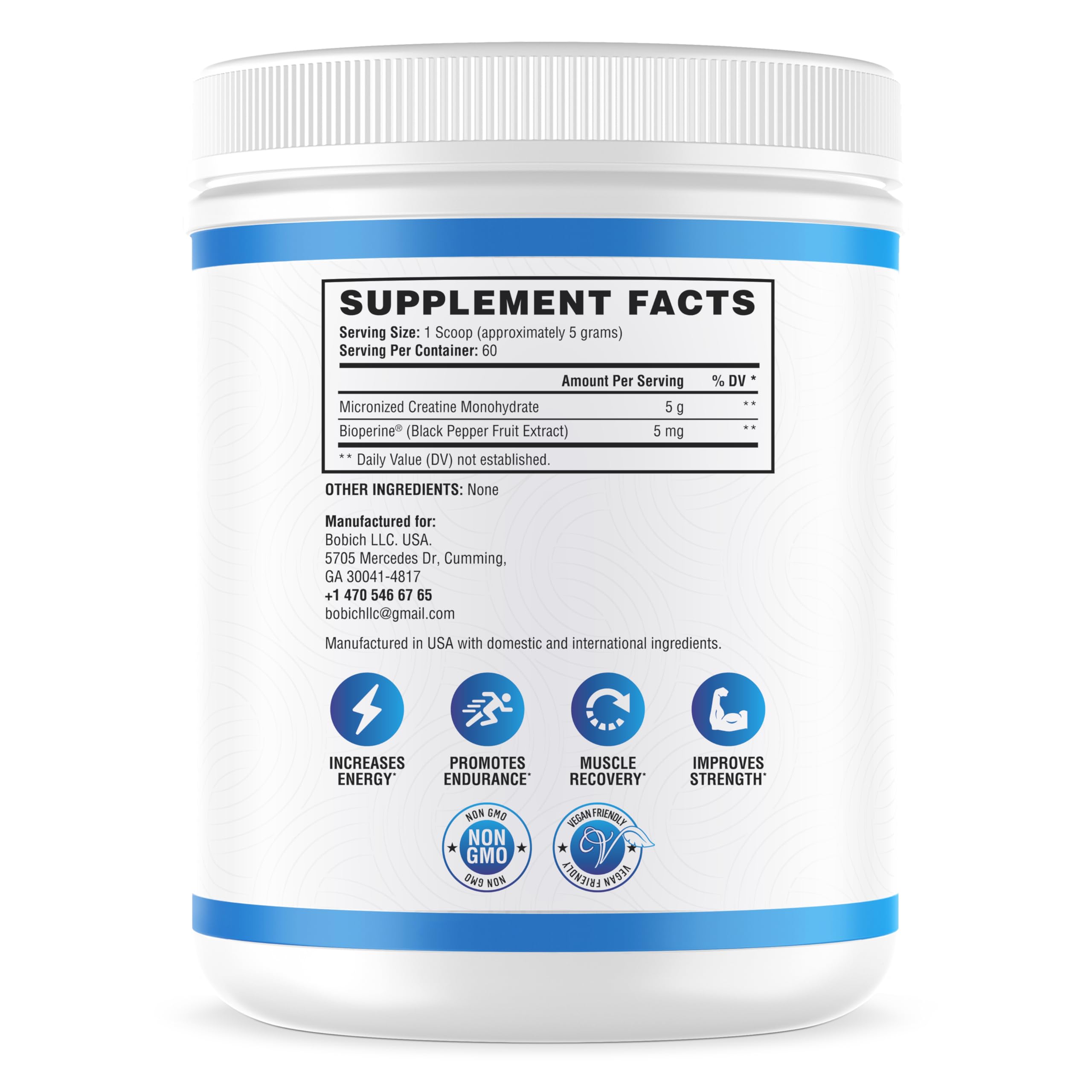 Liarminoo NutraScience Creatina Monohidrato con scoop incluido para dosis rápidas.