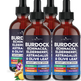 Liberty Lifestyle Burdock Drops, frasco vertido para drenaje linfático y bienestar diario.