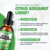 Mezcla de gotas lickshine bergamota en agua para consumo diario