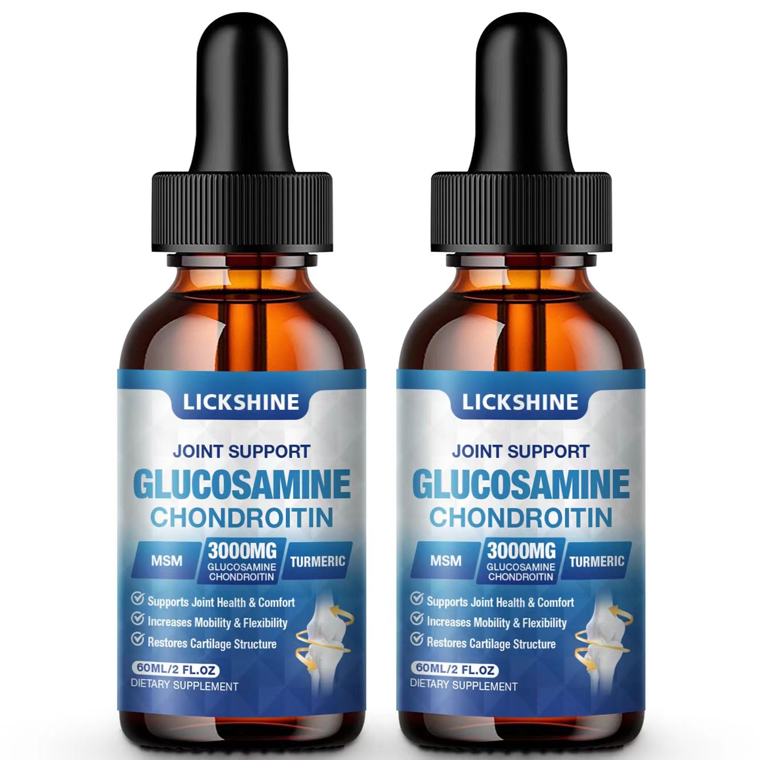 Lickshine pack de dos botellas de gotas para articulaciones.