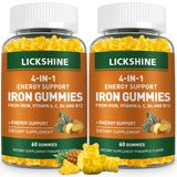 Gomitas veganas de hierro Lickshine con sabor piña para energía diaria.