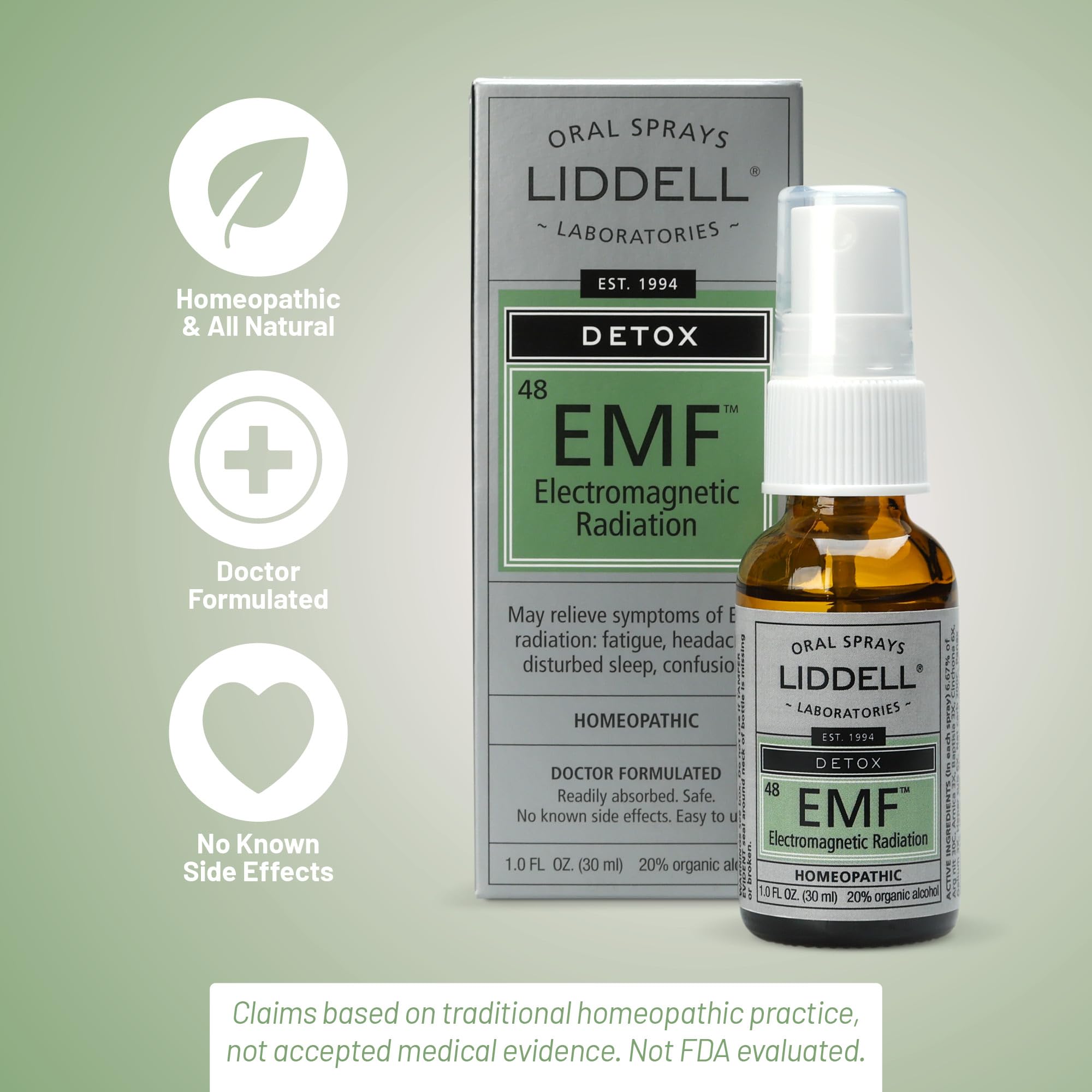 Tamaño portátil de Liddell EMF Detox para llevar en cualquier bolso.