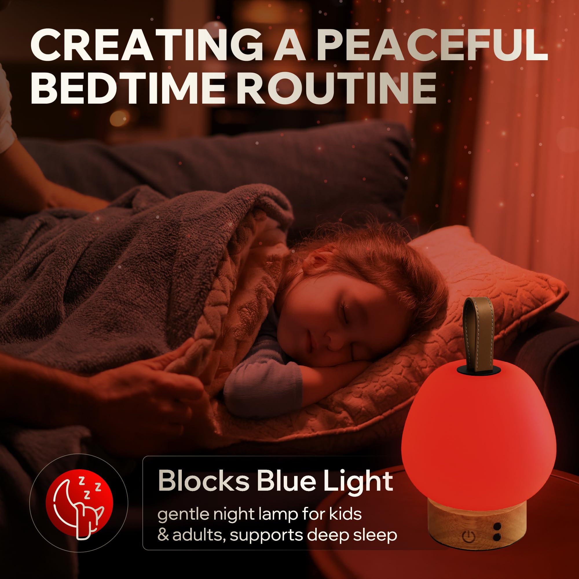 Liderstar lámpara roja para ambiente de dormitorio, ideal para relajación.