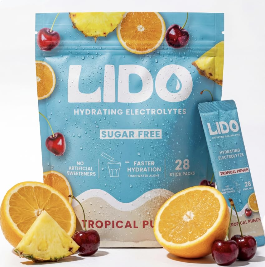 LIDO Tropical Punch, sobres de electrolitos para hidratación rápida durante entrenamientos