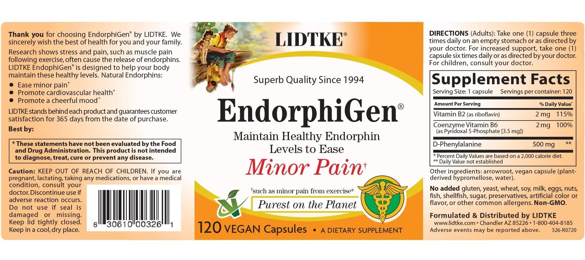 Lidtke Endorphigen cápsulas detalle primer plano de pastillas para confort suave.
