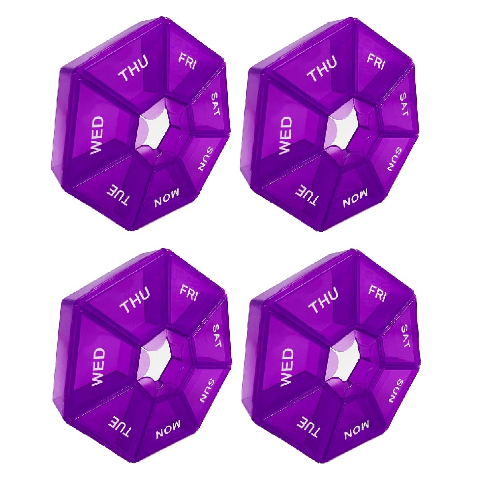 LIEBCTRL 4Pack organizador de pastillas morado para uso diario