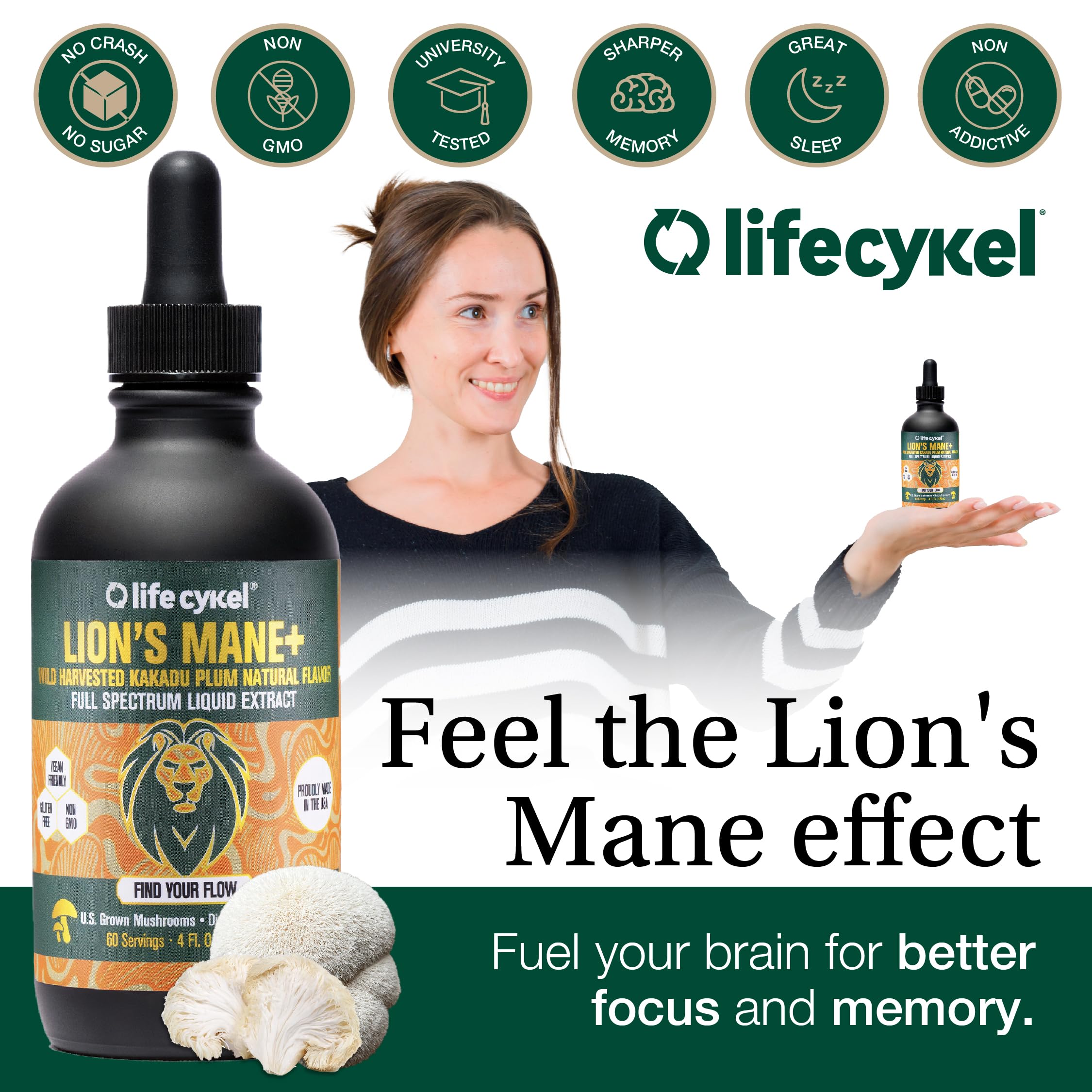 Life Cykel Conjunto Cordyceps, impulso de energía y concentración.