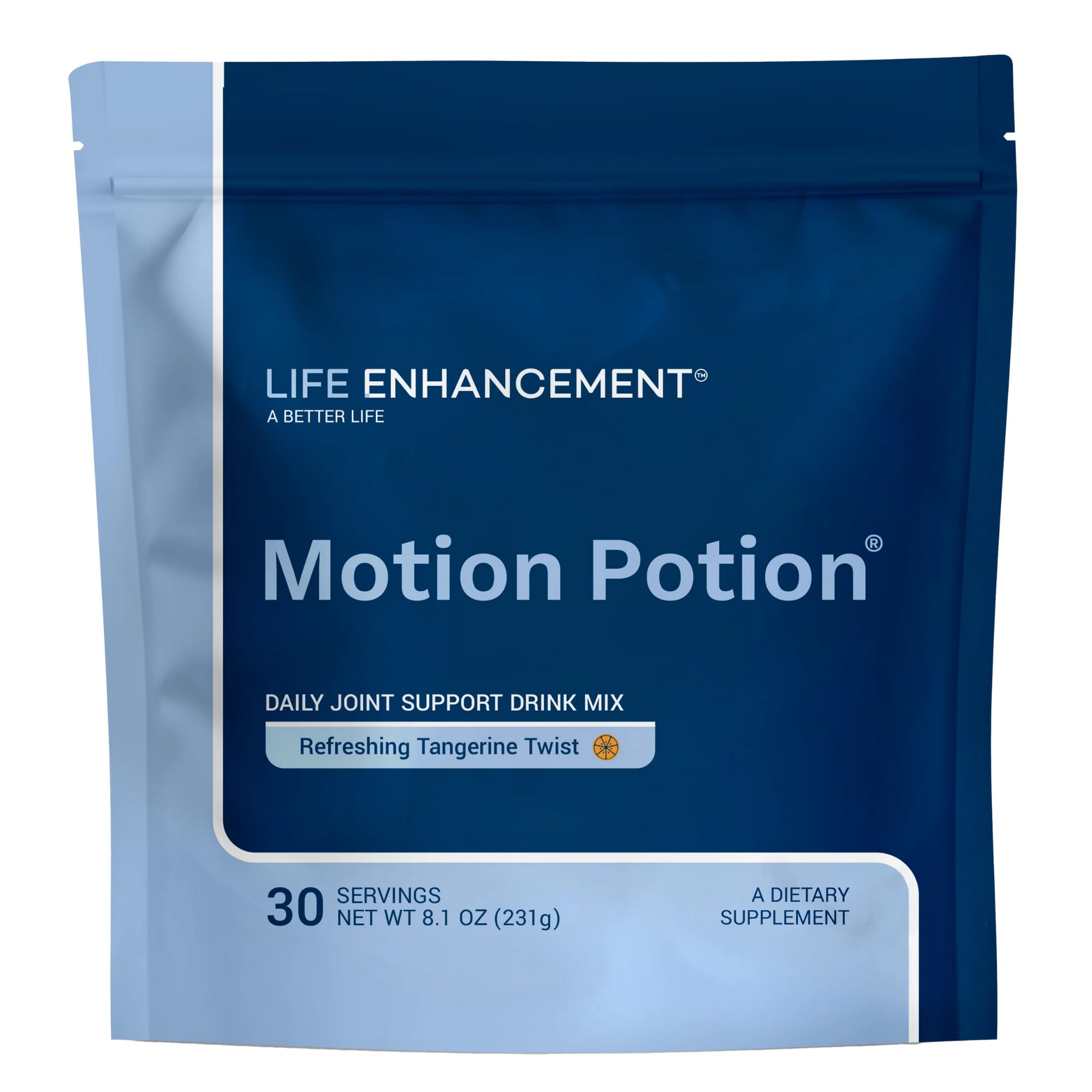 Life Enhancement Motion Potion botella visible para apoyar la movilidad diaria.