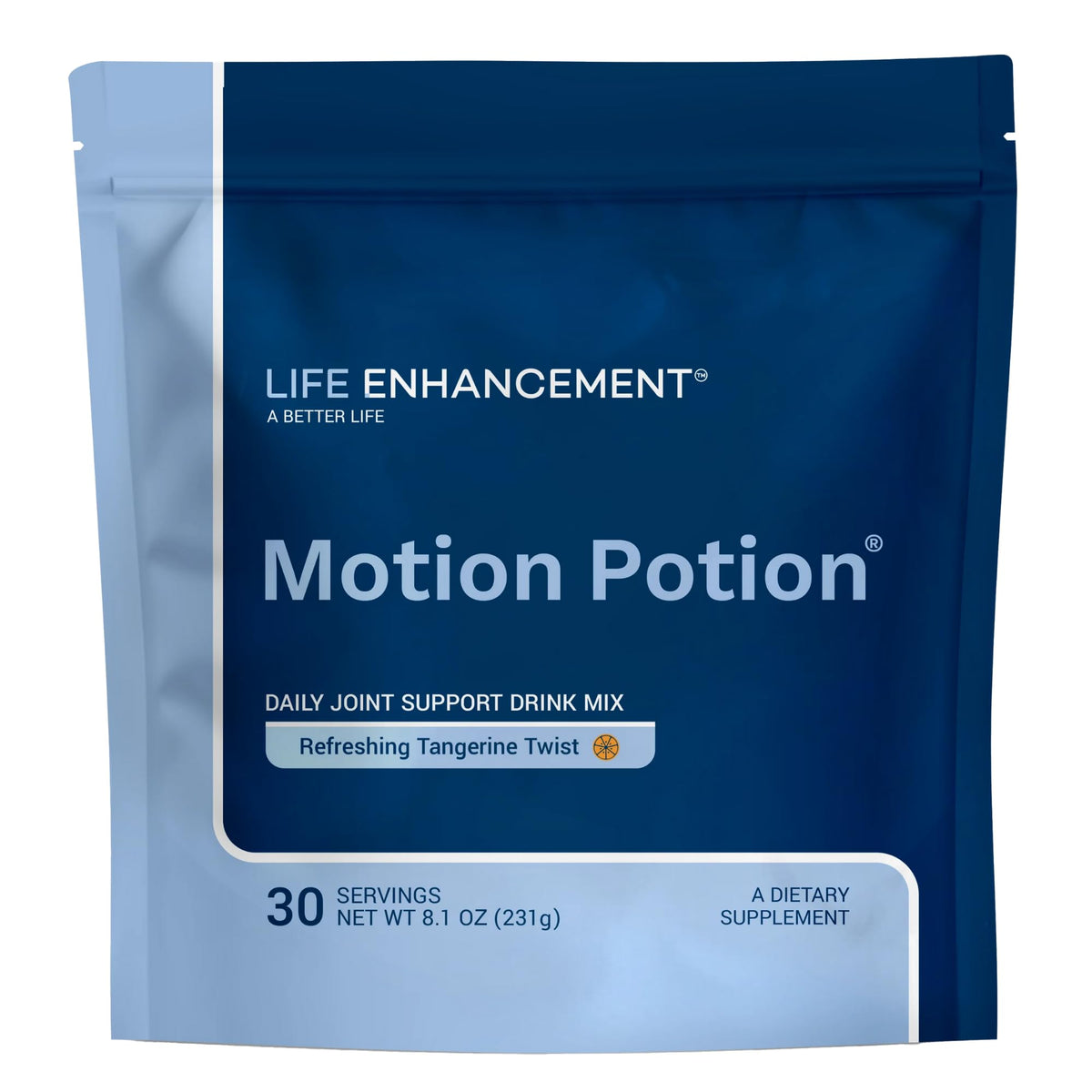 Life Enhancement Motion Potion botella visible para apoyar la movilidad diaria.