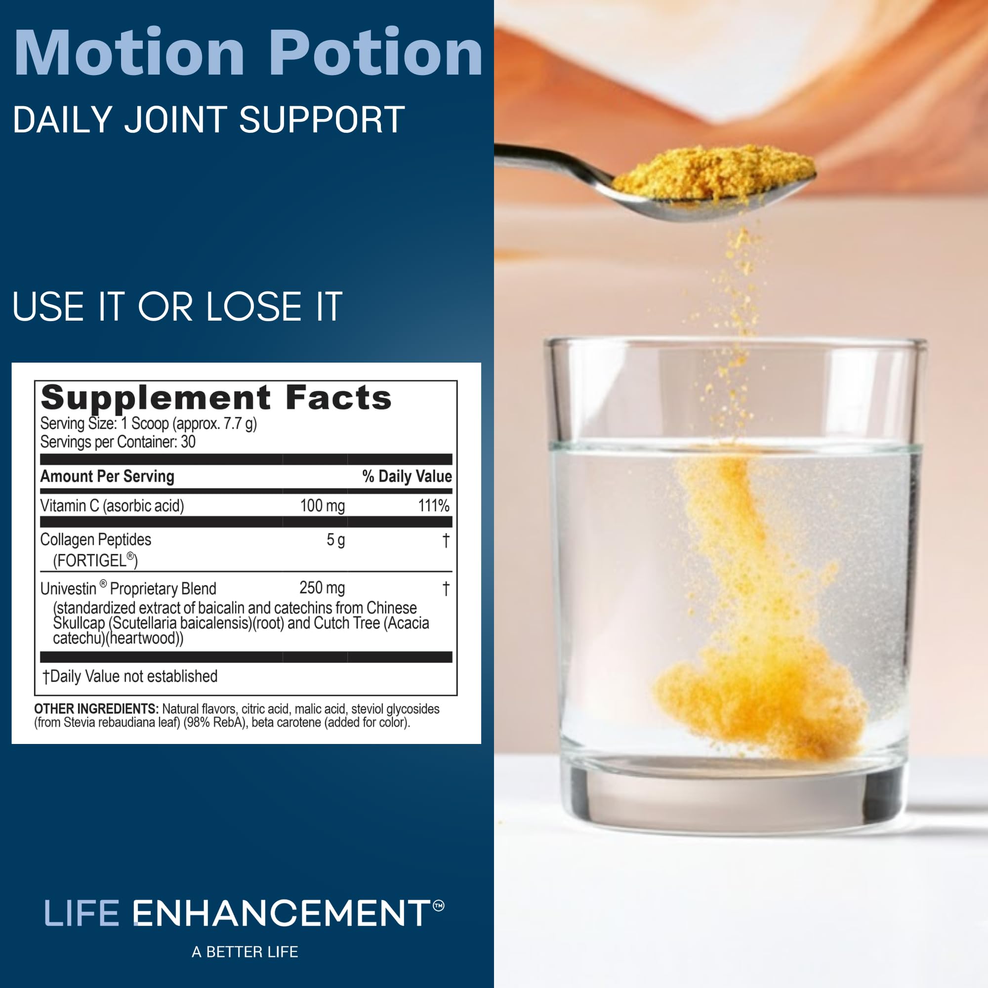 Life Enhancement Motion Potion caja de presentación en estantería.